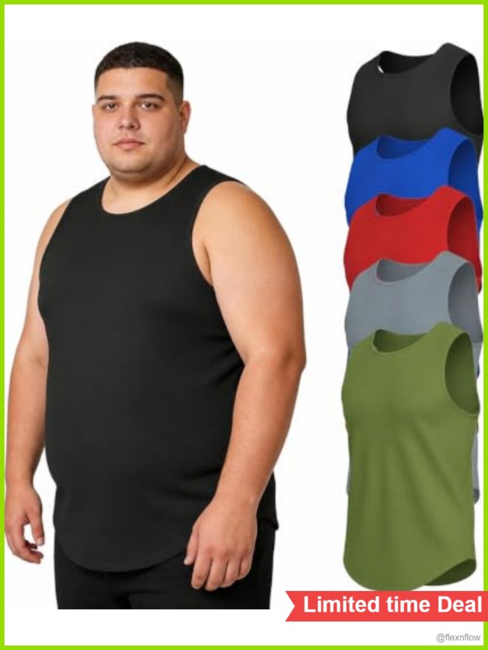 5 Pack Men's Big and Tall Tank Tops Stretch Fit Sleeveless Muscle Shirts